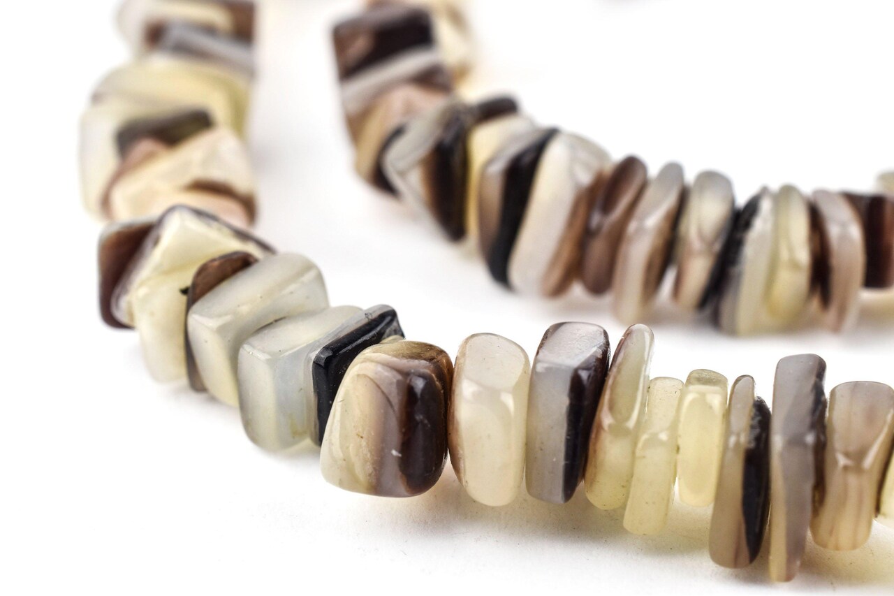 The Bead Chest Brown Square Cut Natural Shell Heishi Beads (8mm)